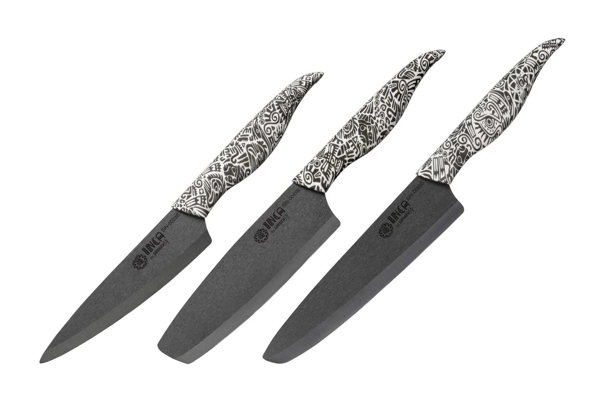 SAMURA INCA KITCHEN SET OF 3 KNIVES, BLACK